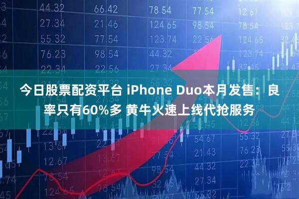 今日股票配资平台 iPhone Duo本月发售：良率只有60%多 黄牛火速上线代抢服务